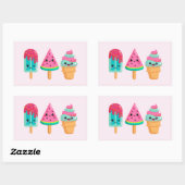 Sticker Rectangulaire Yummy Ice Cream Trio Vibe été (Feuille)