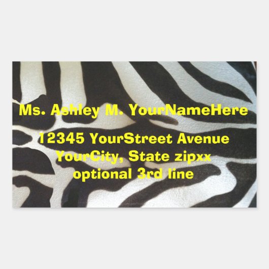Sticker Rectangulaire Zebra Print Return Adresse (Devant)
