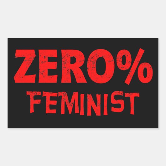 Sticker Rectangulaire Zéro Pour Cent Féministe Anti Féministe 0% Feminis (Devant)