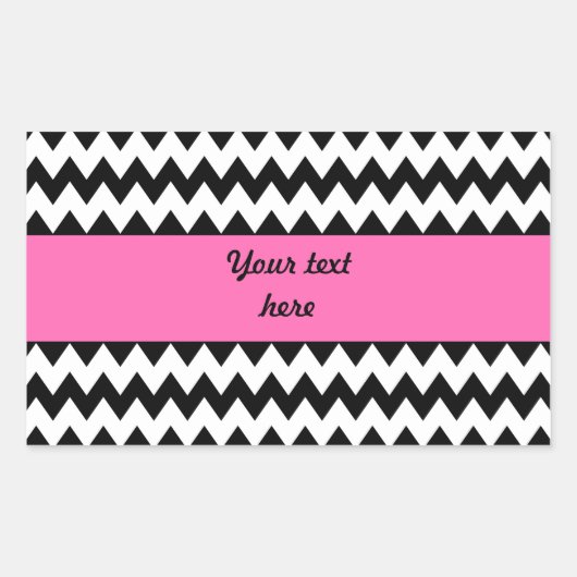 Sticker Rectangulaire Zigzag noir et blanc personnalisé (Devant)