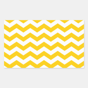 Sticker Rectangulaire Zigzag or et blanc
