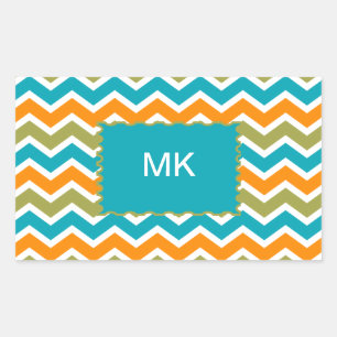 Sticker Rectangulaire Zigzag tribal vibrant de paon