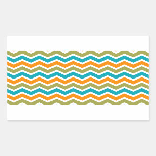 Sticker Rectangulaire Zigzag tribal vibrant de paon