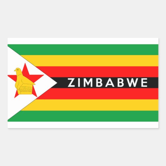 Sticker Rectangulaire zimbabwe pays drapeau symbole nom (Devant)