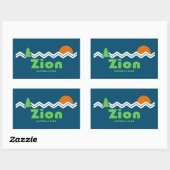 Sticker Rectangulaire Zion National Park Retro (Feuille)