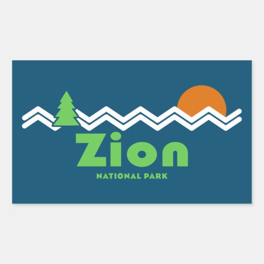 Sticker Rectangulaire Zion National Park Retro (Devant)