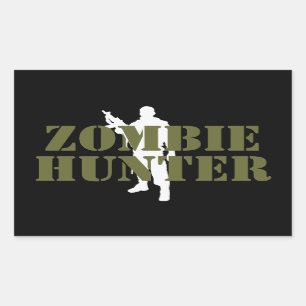 STICKER RECTANGULAIRE ZOMBIE - CHASSEUR ZOMBIE