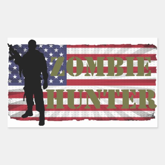 STICKER RECTANGULAIRE ZOMBIE HUNTER DRAPEAU AMÉRICAIN (Devant)