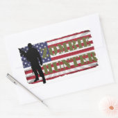 STICKER RECTANGULAIRE ZOMBIE HUNTER DRAPEAU AMÉRICAIN (Enveloppe)
