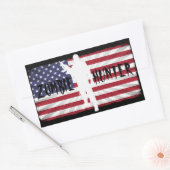 STICKER RECTANGULAIRE ZOMBIE HUNTER DRAPEAU AMÉRICAIN (Enveloppe)