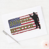 STICKER RECTANGULAIRE ZOMBIE HUNTER DRAPEAU AMÉRICAIN (Enveloppe)