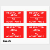Sticker Rectangulaire Zone restreinte Aucune admission (Feuille)