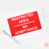 Sticker Rectangulaire Zone restreinte Aucune admission (Enveloppe)