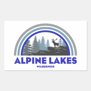 Sticker Rectangulaire Zone sauvage des lacs alpins Washington Cerf arc-e