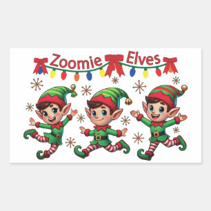 Sticker Rectangulaire Zoomie Elves Noël