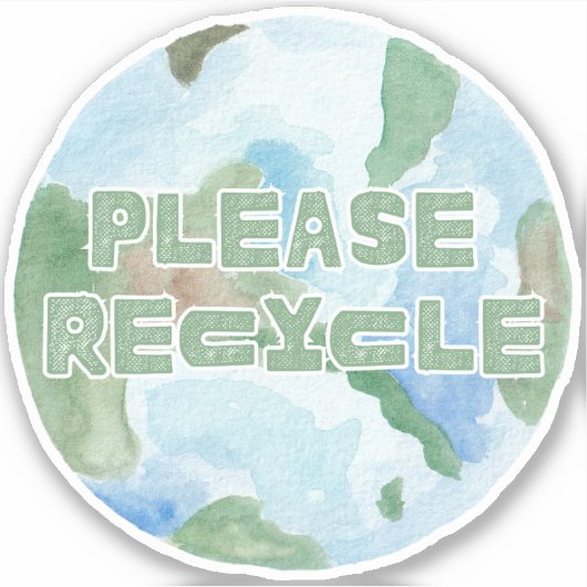 Sticker Recycle Planète Terre Aquarelle Pastel (Devant)