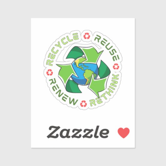 Sticker Recycler, Réutiliser, Renouveler, Repenser. Sauvez (Feuille)