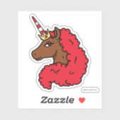Sticker Red Afro Unicorn (Feuille)