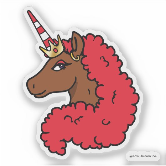 Sticker Red Afro Unicorn (Devant)