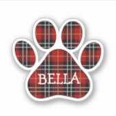 Sticker Red and Black Tartan Plaid With Name (Devant)