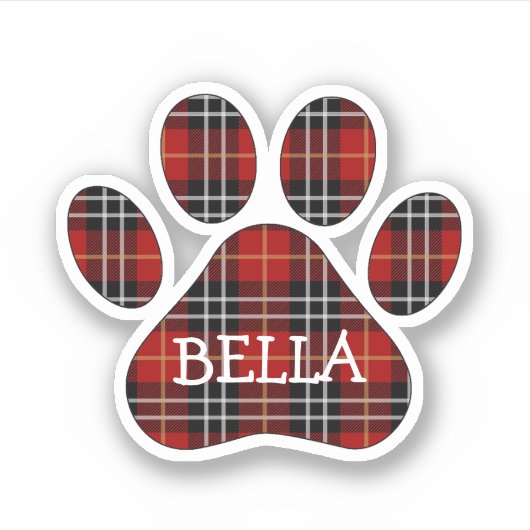 Sticker Red and Black Tartan Plaid With Name (Devant)