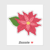 Sticker Red and Pink Christmas Poinsettia (Feuille)