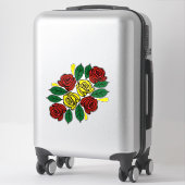 Sticker Red and Yellow Roses Folk Art Narrowboat (Sur valise)
