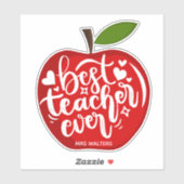Sticker Red Apple Meilleur Enseignant Jamais Personnalisé  (Feuille)