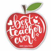 Sticker Red Apple Meilleur Enseignant Jamais Personnalisé  (Devant)