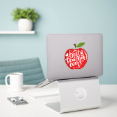 Sticker Red Apple Meilleur Enseignant Jamais Personnalisé  (Ordinateur portable sur le bureau)