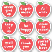 Sticker Red Apple Super job Student Achievement Enseignant (Devant)