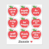 Sticker Red Apple Super job Student Achievement Enseignant (Feuille)