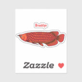Sticker Red Arowana fish cartoon (Feuille)