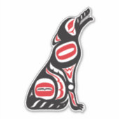 Sticker Red & Black Haida Wolf Esprit Abstrait Art animal (Devant)