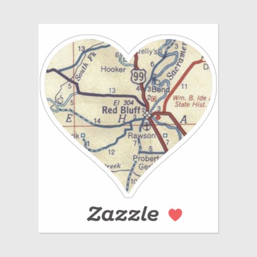 Sticker Red Bluff Californie (Feuille)