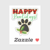 Sticker Red Buffalo Plaid Empreinte de patte Christmas (Feuille)