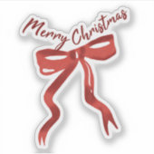 Sticker Red Christmas Bow with Merry Christmas Text (Devant)