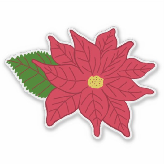 Sticker Red Christmas Poinsettia  (Devant)