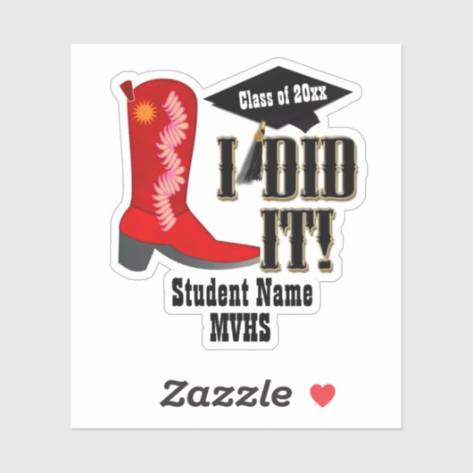 Sticker Red Cowboy Boot - Graduation (Feuille)