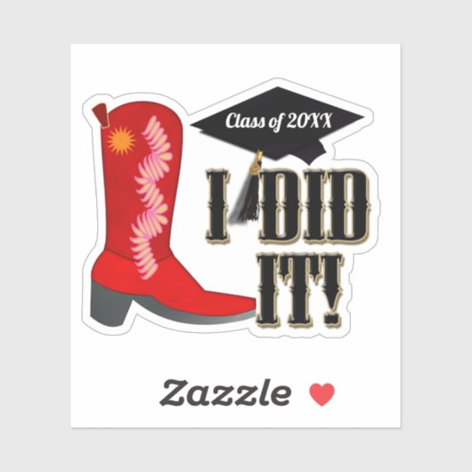 Sticker Red Cowboy Boot Graduation (Feuille)