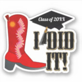 Sticker Red Cowboy Boot Graduation (Devant)