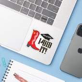 Sticker Red Cowboy Boot Graduation (Ordinateur portable avec iPhone)
