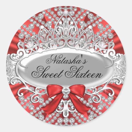 Sticker Red Diamond & Tiara Sweet 16 (Devant)