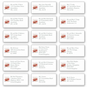 Sticker Red Florals Mariage individuel Nom de l'hôte Adres