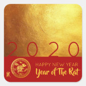 Sticker Red Gold Chinese Rat coupé en papier 2020 (Devant)