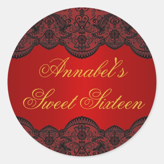 Sticker Red & Gold Lace Sweet 16 (Devant)