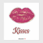 Sticker Red Gold Lips Flirty Kiss (Feuille)