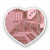 Sticker Red Heart Circuit Board Valentines (Recto)
