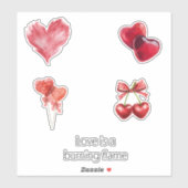 Sticker Red Heart Love Burning Flame (Feuille)