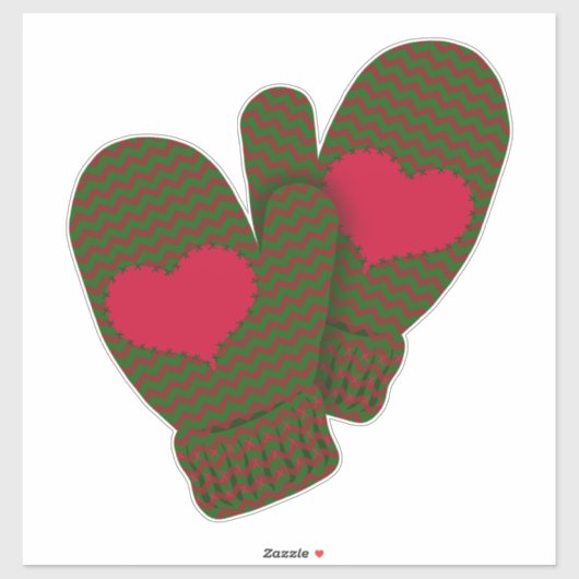 Sticker Red Hearts Mittens | Noël Grand (Feuille)
